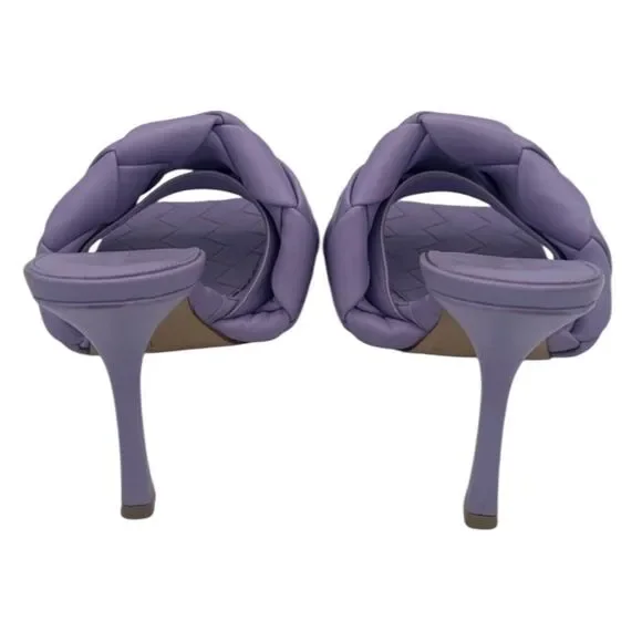 New Bottega Veneta Lido Heeled Leather Square Toe Sandals EU 39/ US 9 Lavender - Picture 3 of 9
